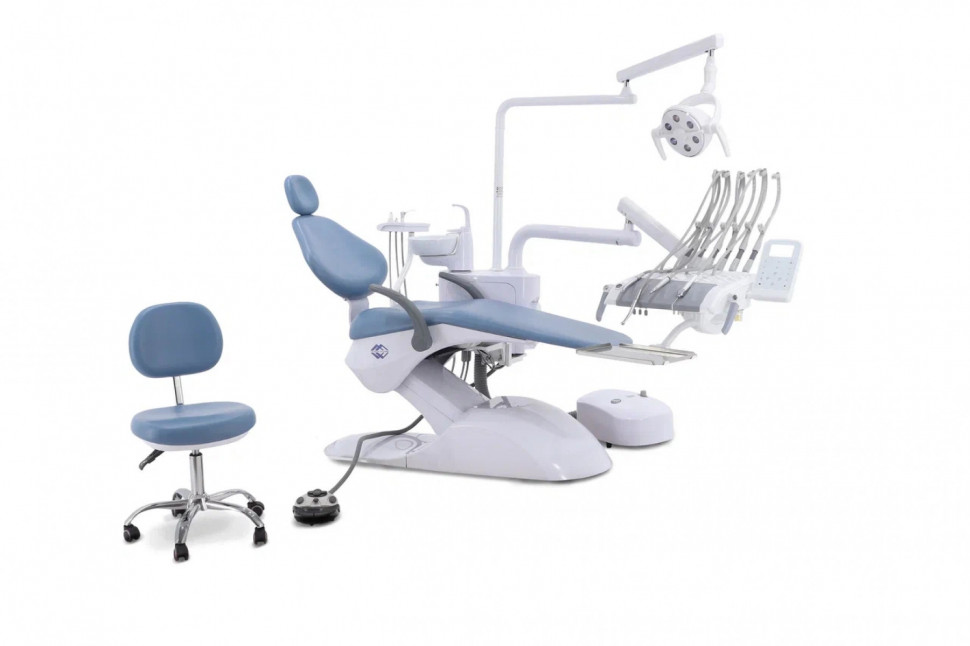 Стоматологическая установка CQ-216 (СО-003М-01) голубой, верхняя подача